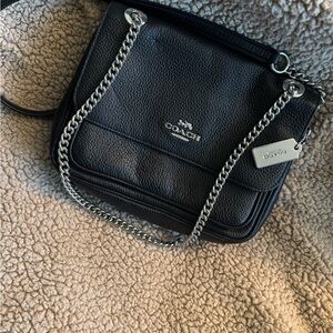 Coach Black Crossbody Bag with Silver Chain
